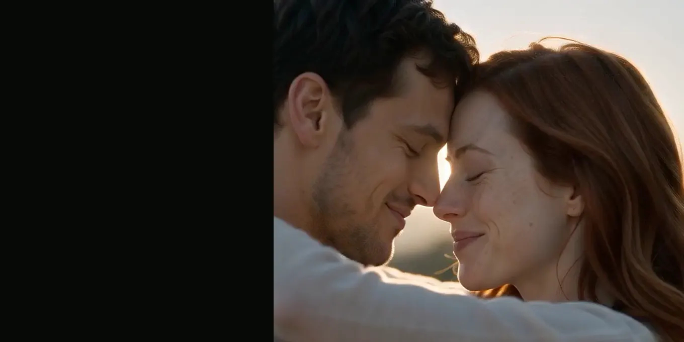 The last close-up of our Blizzard render: two faces almost touching in the sun